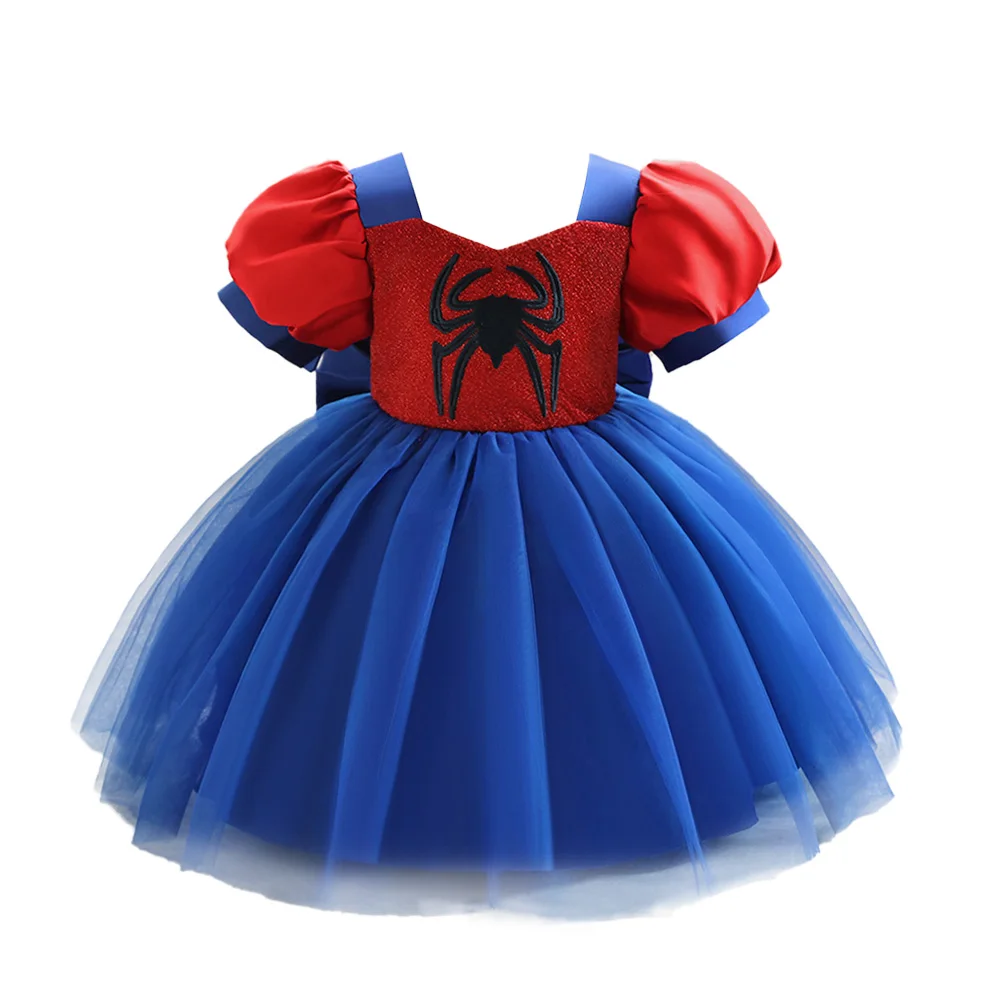 Cartoon Spider Cosplay Costume for Girl Carnival Halloween Christmas Tulle 1st Birthday Party Princess Girls Dress Kids Clothing