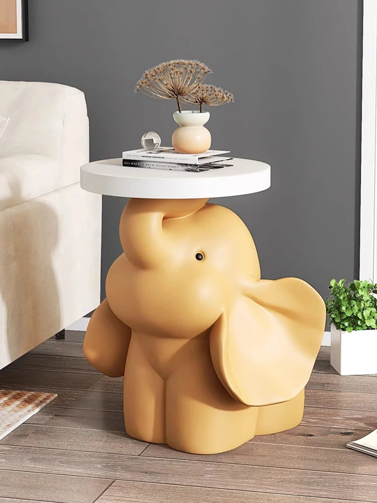 Home Decor 40CM Elephant Statue Side Table Home Furniture Nightstands Creative Coffee Table Living Room Sculpture Art Tea Tables