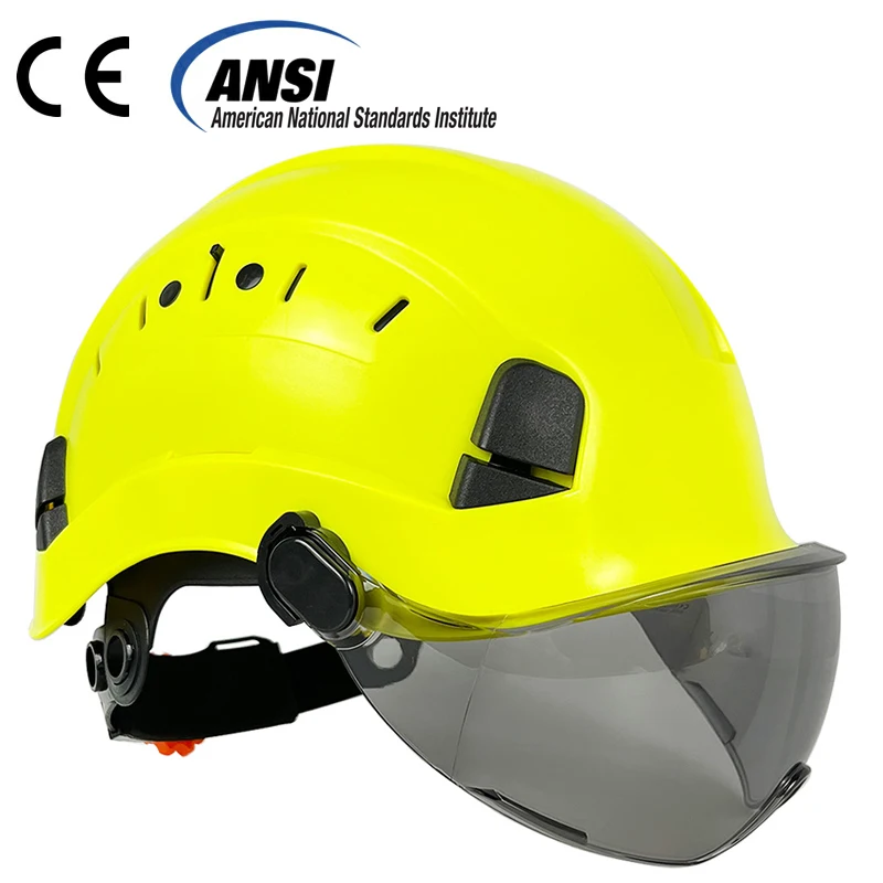 Construction Safety Helmet with Goggles Visors for Engineer ABS Hard Hat, Vented Industrial Work Head Protection, CE, EN397