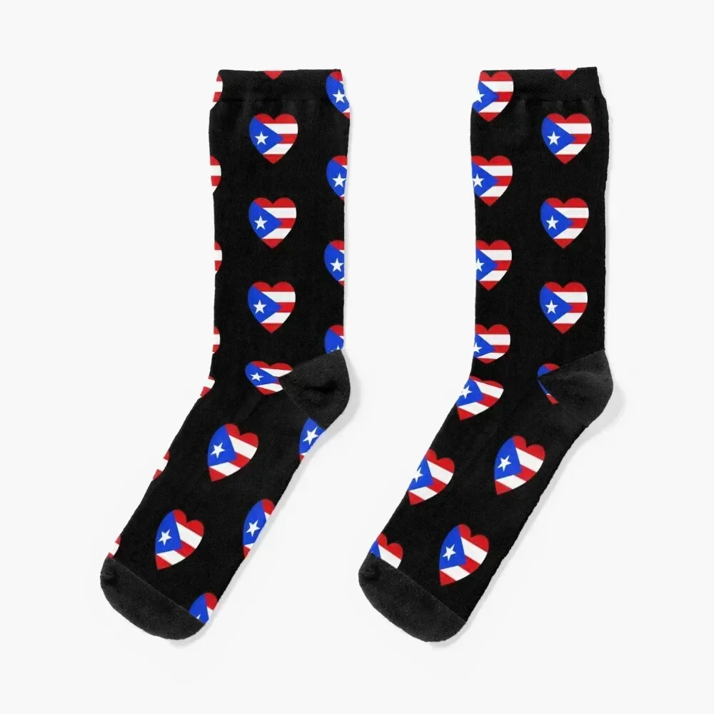 Puerto Rico Heart Socks moving stockings with print hip hop kawaii Man Socks Women's