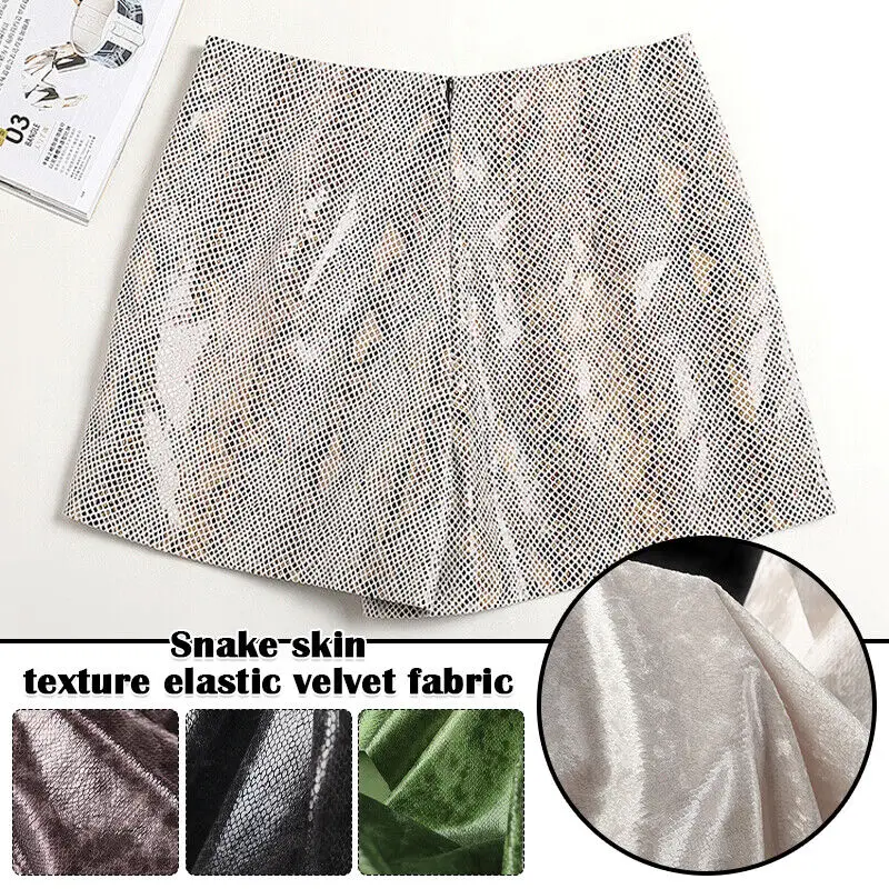 Snake Skin Elastic Velvet Fabric Snake Pattern Print Coat Bag Soft Sewing Fabric DIY Plush Material Dress Craft Dress Supplies