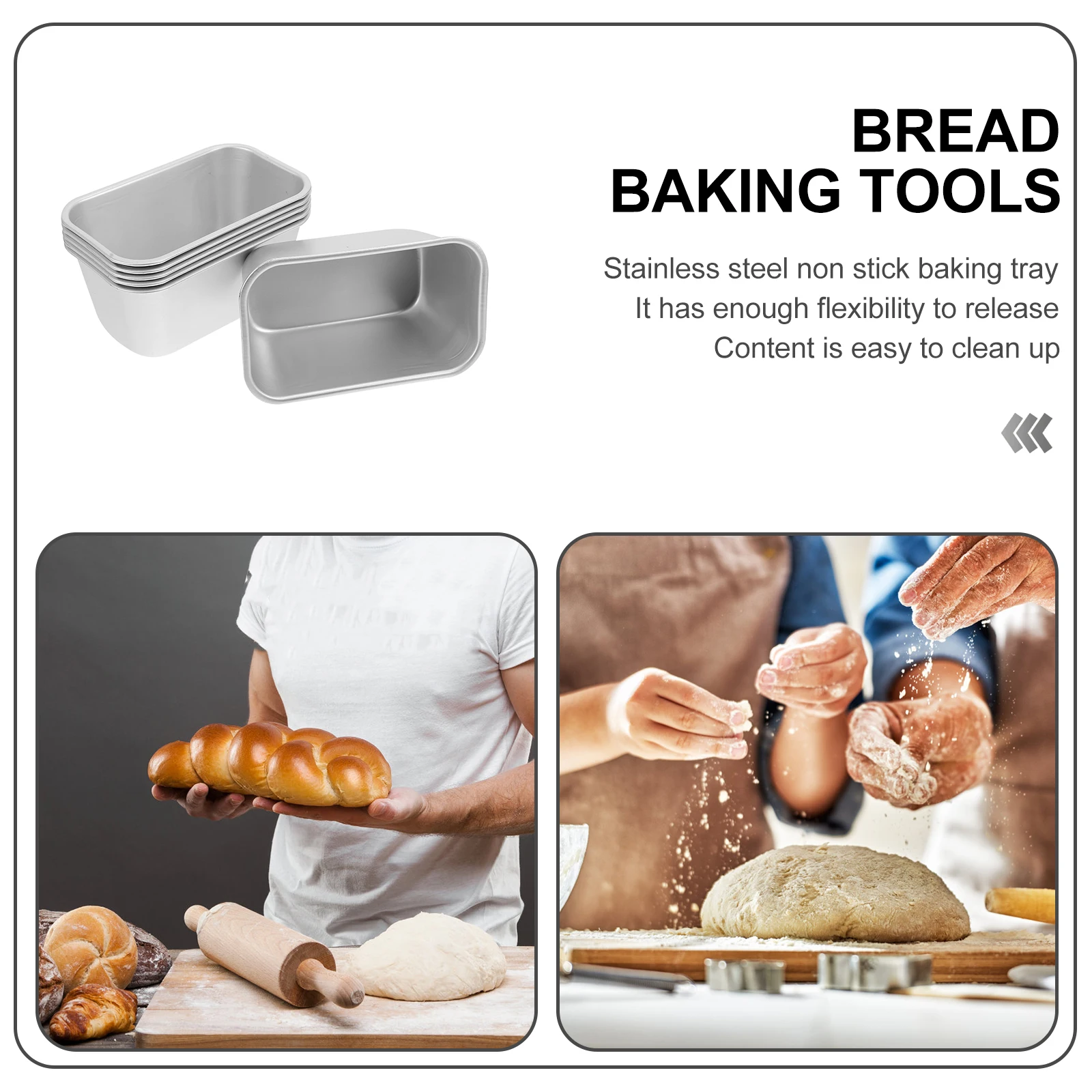 

6 Pcs Rectangular Cake Mold Rectangle Dessert Non-stick Baking Mini Bread Tin Moulds Tins Biscuit Molds