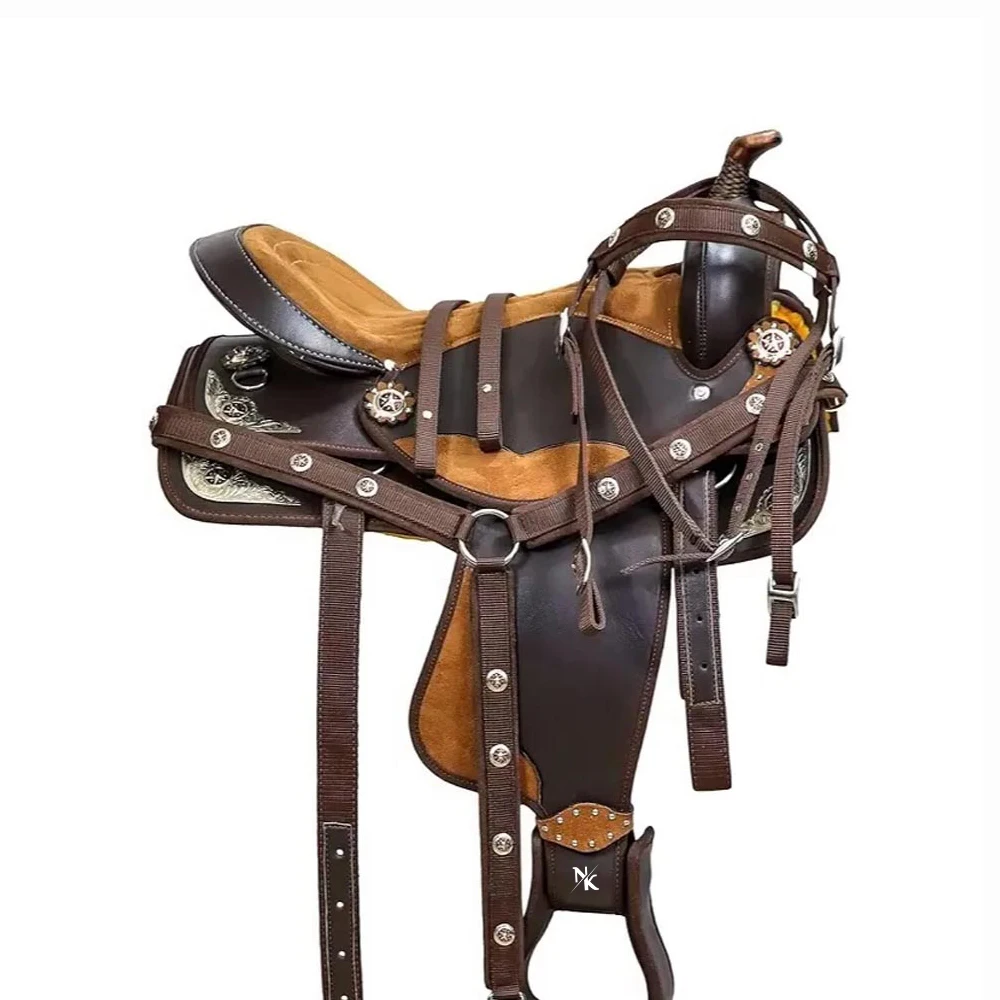 The Highest Quality Handmade Western Saddle, Premium Riding Ranch Equipment Supplier, Genuine Leather Denim Saddle OEM