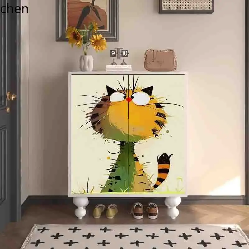 ZML Shoe Cabinet Entryway Cabinet Home Living Room Wall-Mounted Integrated Solid Wood Multi-Functional Storage Cabinet