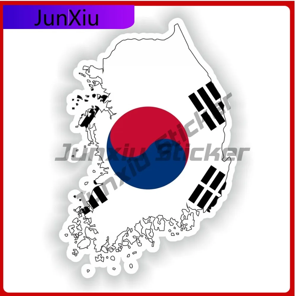

South Korea Shape Of The National Emblem Map Flag Sticker Cover Scratch Camping Car Sticker Waterproof Uv Decals Bike Accessorie
