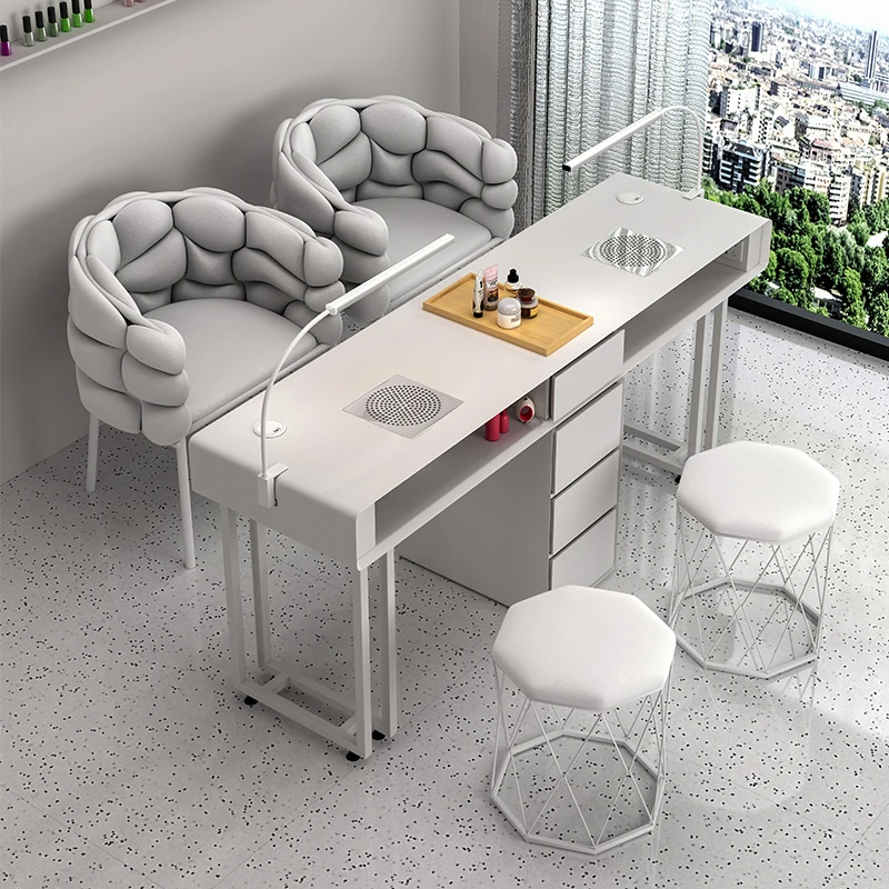 

Cream style manicure table and chair set, single and double light luxury