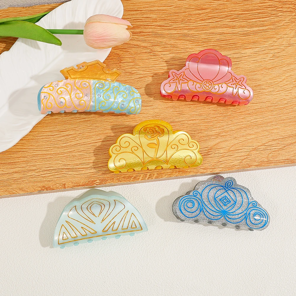 1 buah/5 buah cakar rambut mahkota elegan putri Disney - aksesori rambut multifungsi. Barang-barang aksesori kecil baru, cocok sebagai hadiah