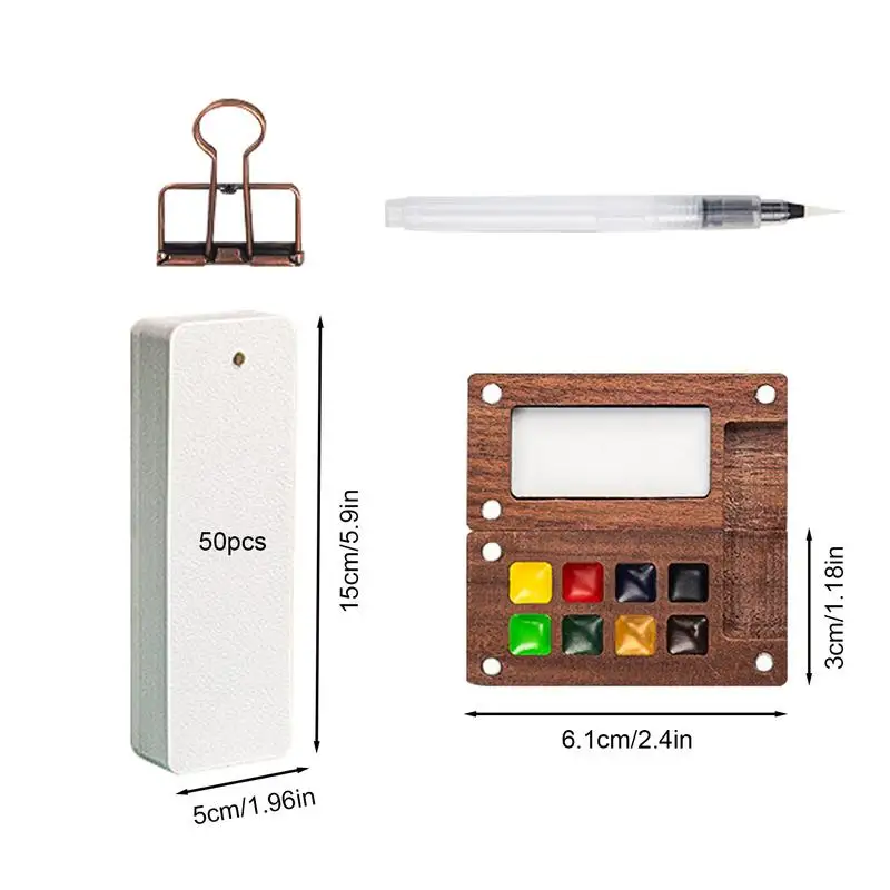 Travel Paint Palette Kit Wooden Palette Travel Set Wooden Travel Paint Palette Small Portable Watercolor Paint Set For Outdoors
