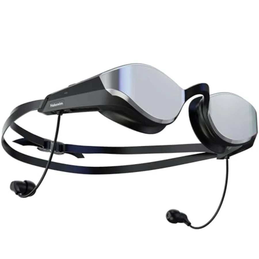 SollaWave AI Music Smart Goggles Swimming Headphones, Real-Time Voice Feedback + 4GB MP3 Player, 9-Axis Motion Tracking Swimmin