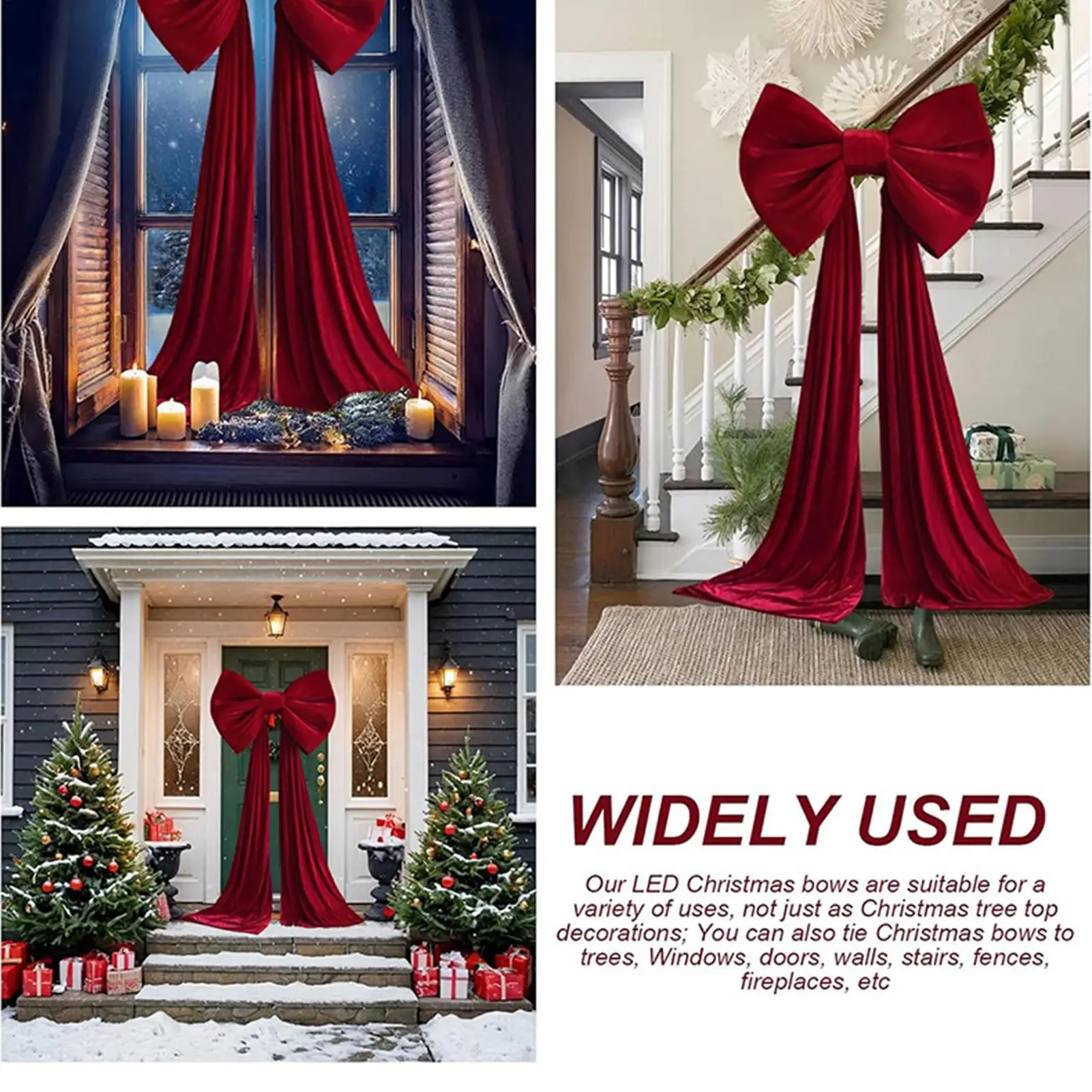 Large Christmas Bows Outdoor Decorations Christmas Tree Topper Big Bow Velvet Festival Ornaments For Home Front Door Party view 4