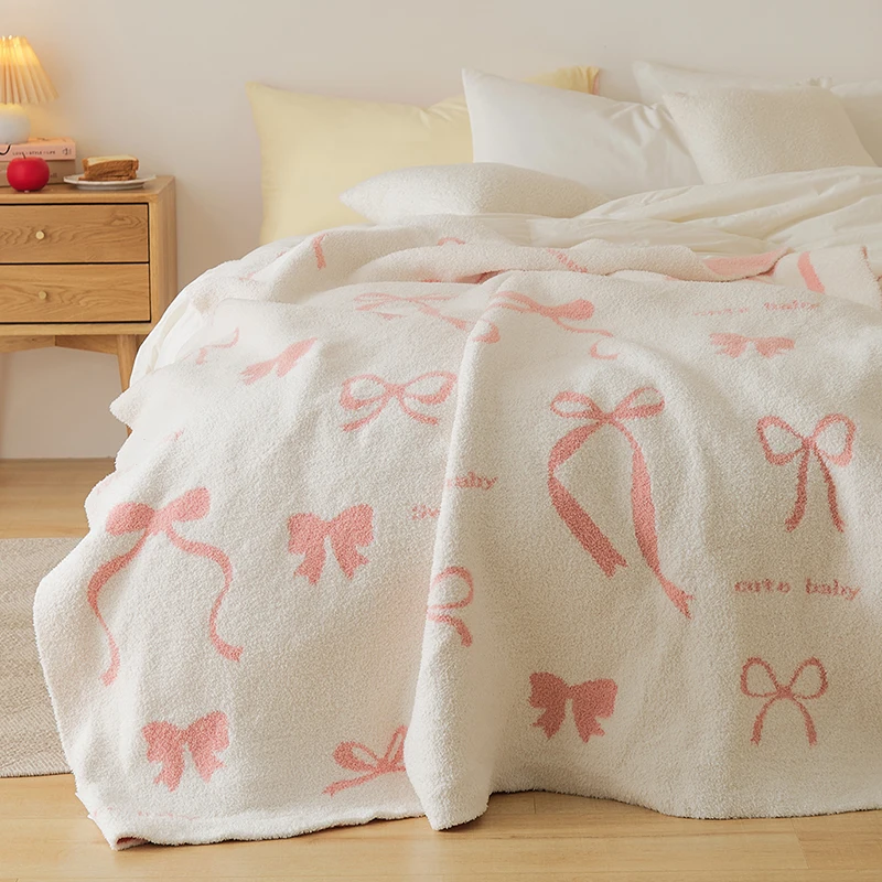 

Мягкое вельветовое одеяло-плед розово-красное с узлами, полувельветовое, теплое, уютное, из полиэфирного волокна, в европейском стиле, для гостиной