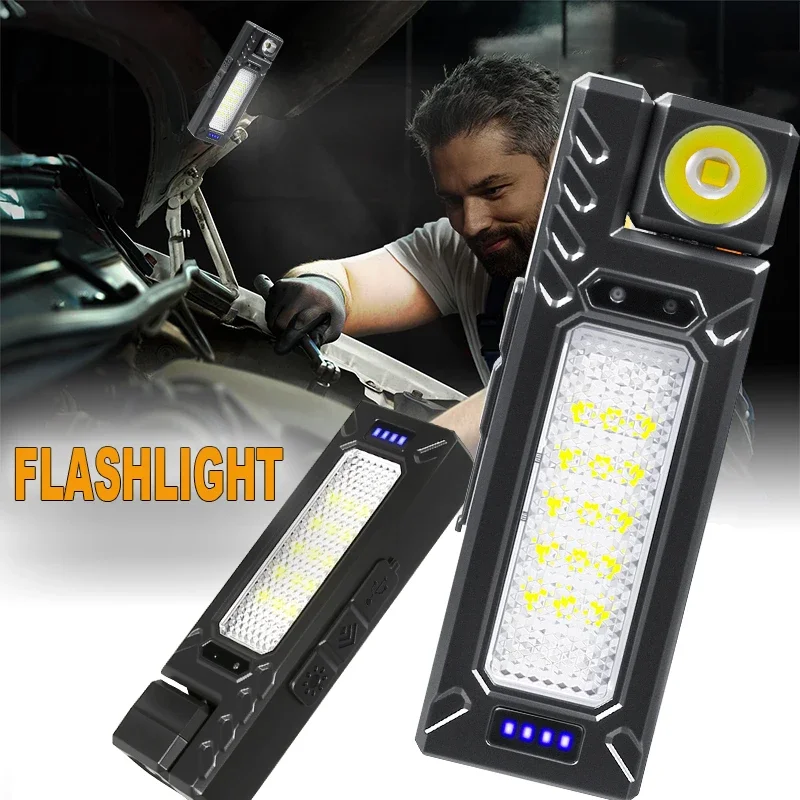 Rechargeable Tactical Flashlight,Portable High Lumen LED & COB Light,Type-C,Power Display,Outdoor Hiking Fishing Emergency Work