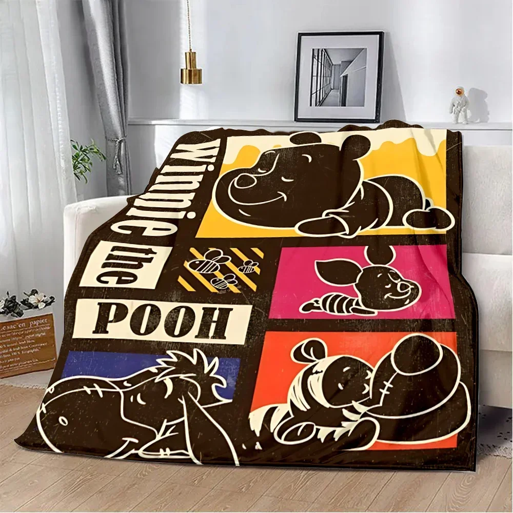 Cute Bear Winnie The Pooh Printed Blanket Picnic Blankets Warm Blanket Soft and Comfortable Blanket Home Travel Birthday Gift