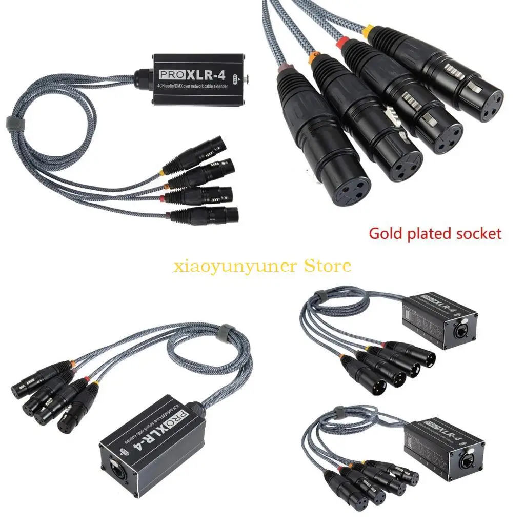 P9JB 4 Channel 3Pin Snake Cable to Ethercon Cable with Cat5 Networking Snake Receiver,Cable