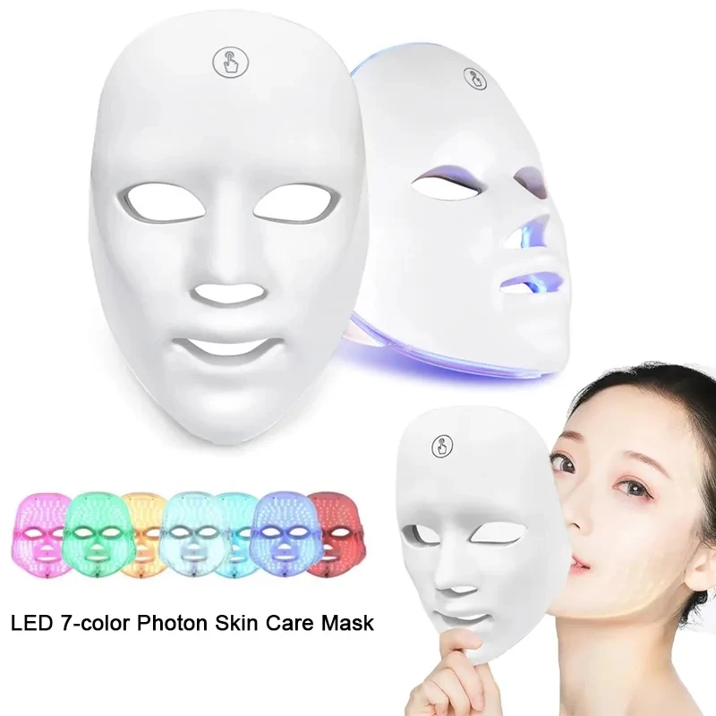 7 couleurs LED masque photon Therapy masque de soin du visage outil de régénération de la peau anti - acné rides remove Facial B