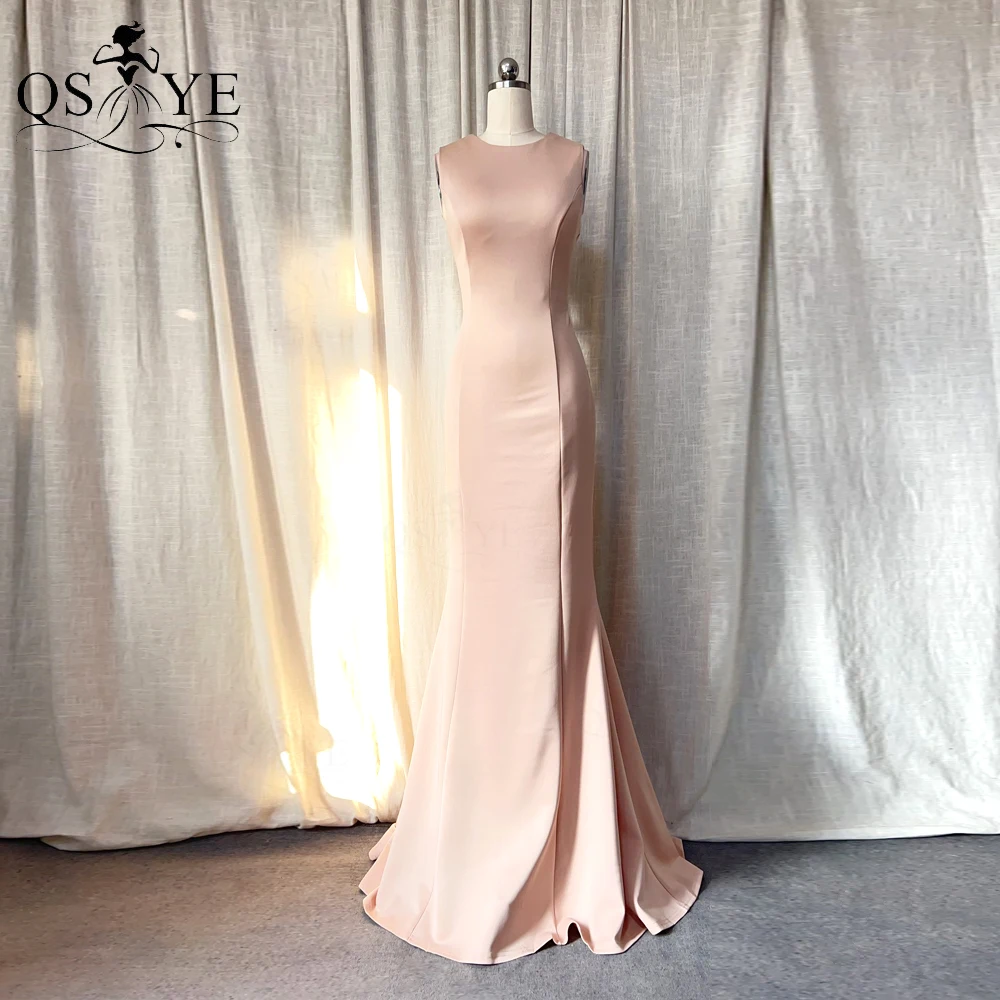 Simple Champagne Prom Dresses Stretch Heavy Satin Mermaid Evening Gown Long Party Gown Sleeveless Mother CelebrityDress forParty