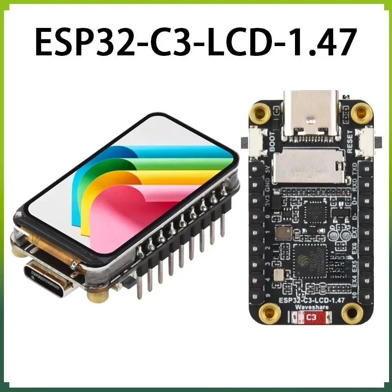 ESP32-C3FH4 1.47-inch LCD Display Development Board, RISC-V 32-bit Processor, Supports Wi-Fi and Bluetooth