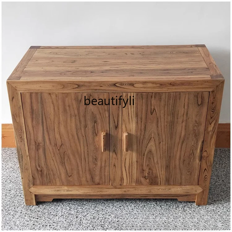 

Old Elm Vintage Solid Wood Fish Tank Ecological Grass Cylinder Sea Water Aquarium Base Cabinet Chassis Customization