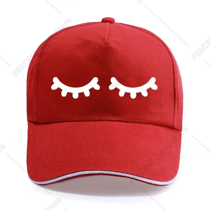 Cartoon Sleepy Eyes Eyelashes Print Baseball Caps Unisex Women Men Cotton Hat Snapback Hats Trucker Cap Sun-Hats