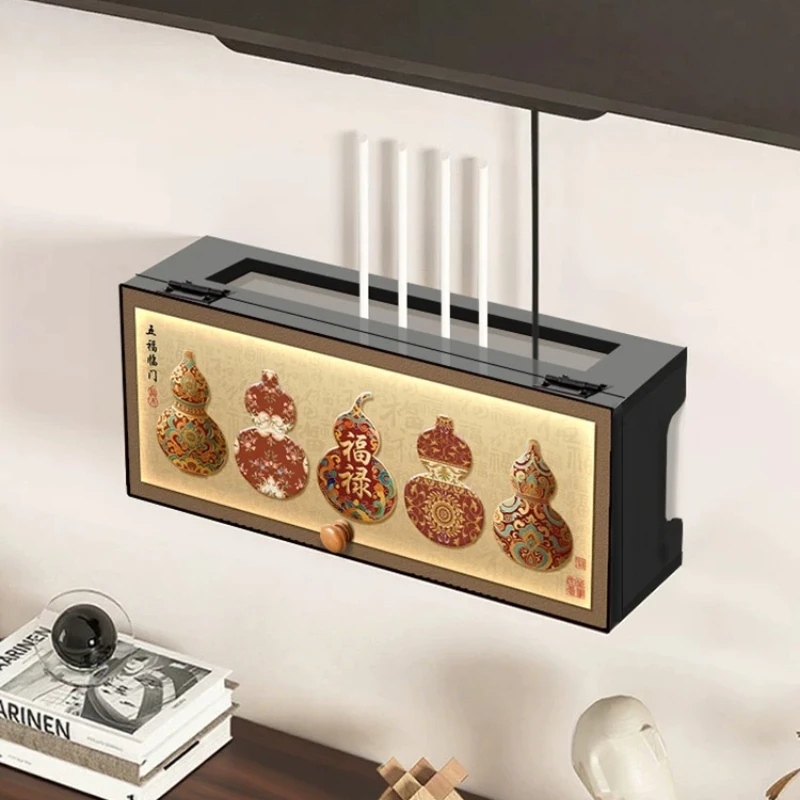 No Drill WiFi Router Hider Case, Set Top Modem Shelf, Expandable Eco Cable Box, High Beauty Gourd Shaped Door Organizer