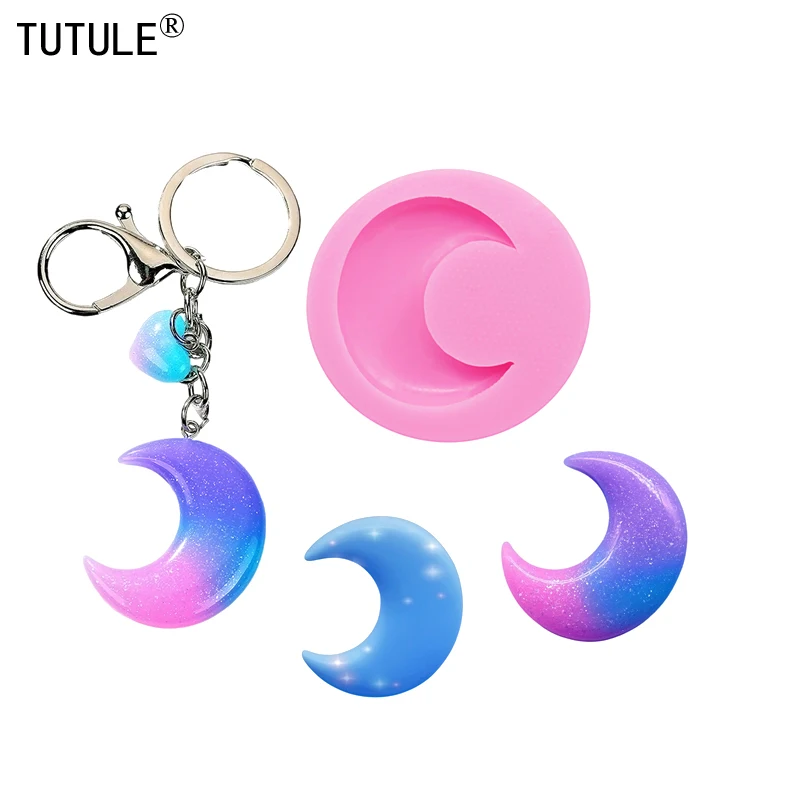 moon Shape Keychain Earrings Silicone Mold DIY moon Clay epoxy resin Mold Accessories Silicone Mould Fondant Cake Chocolate Mold