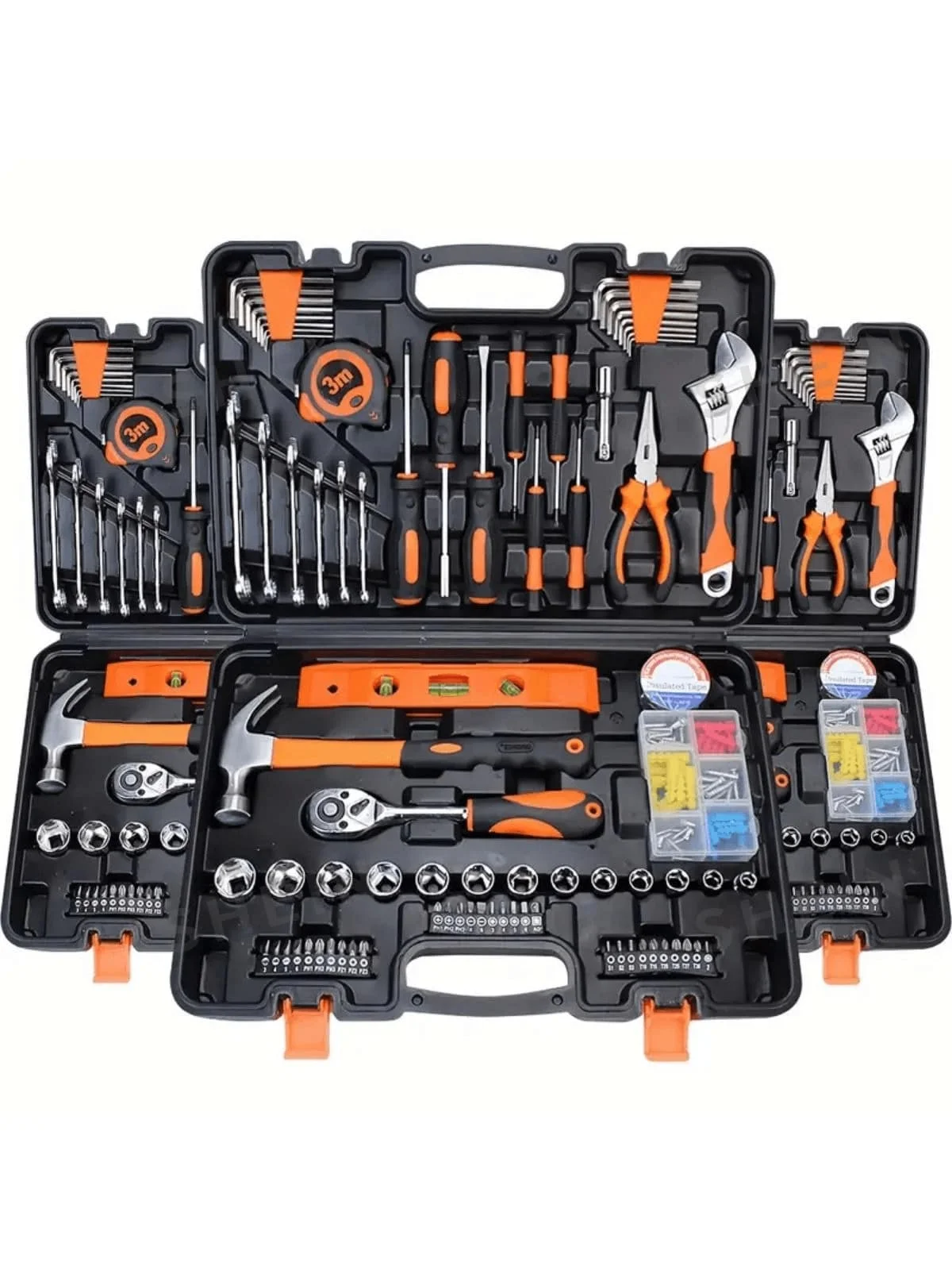 

46pcs Multi-Function Car Repair Tool Kit, Ratchet Wrench Set Including Sockets, 1/4" Drive, Chrome Vanadium Steel Extensions, Fo