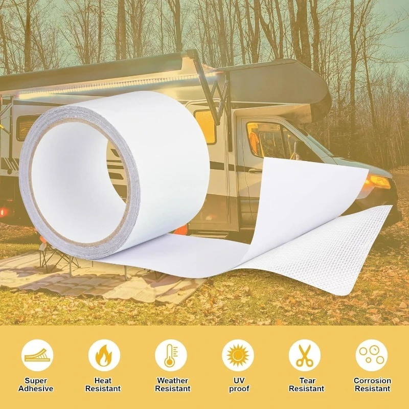6cmx6M RV Awning Repair Tape Heavy Duty Waterproof UVproof Tent Tape for Tarp Canvas Tarpaulin Car Boat Covers Outdoor Patch Kit