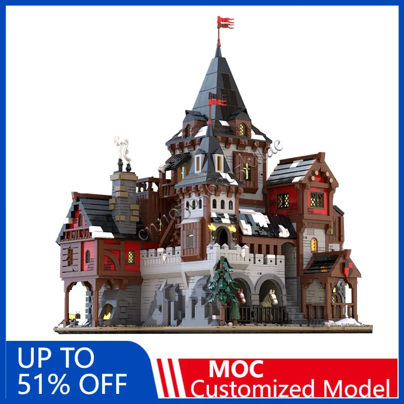 

3988 шт. индивидуальные MOC средневековые строительные блоки волка Lord's Castle, модель, сборка DIY, технология, кирпичи, сборка игрушек, праздничные подарки