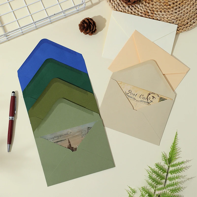 50pcs 120g Paper Envelopes Wedding Invitation 11.4x16.2cm Green High-grade Business Greeting Postcard Stationery Supplies Bag