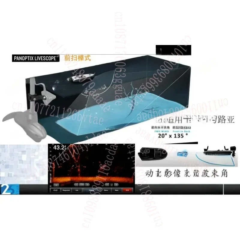 نظام Garmins LiveScope Plus عالي الجودة مع محول طاقة GLS 10 وLVS34، وفصل الهدف، وصور السونار، ورؤية واضحة