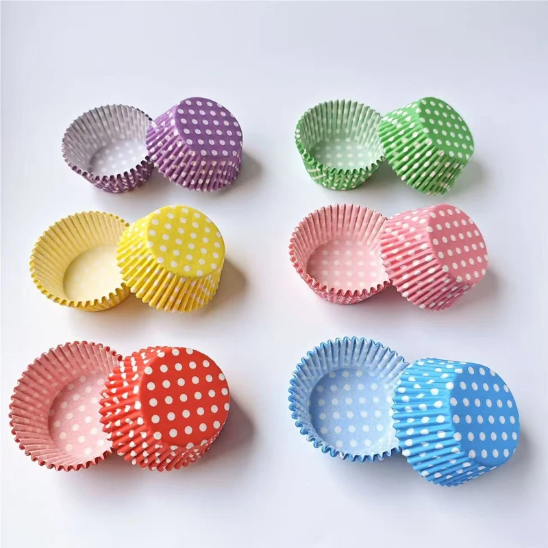 100Pcs Polka Dot Cake Paper Liners, Oil-Proof Baking Cups, Perfect for Cakes, Desserts, and Party Decorations