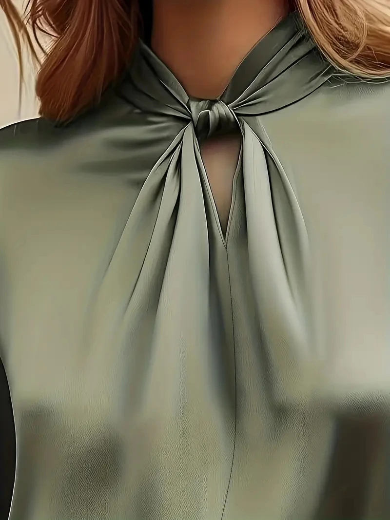 Camicia da donna chic di nicchia versatile a maniche lunghe cava in stile occidentale primaverile e autunnale