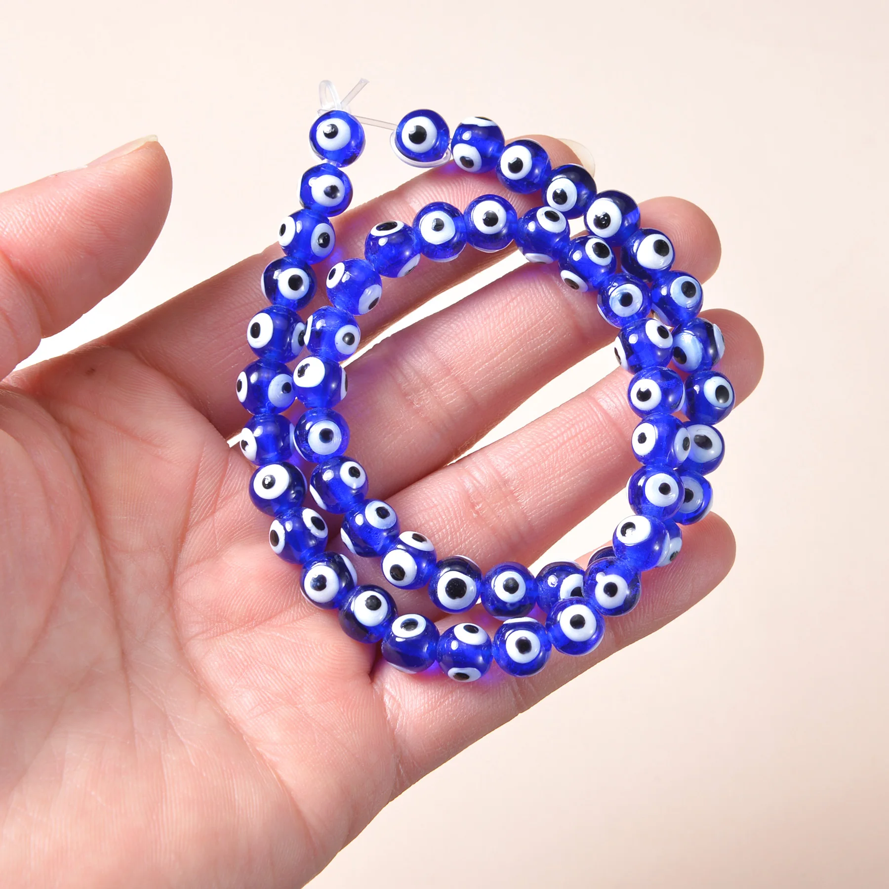 8mm Evil Eye Millefiori Lampwork Glazed Glass Bead Blue Colors Round Beads for Jewelry Making DIY Bracelets Accessories