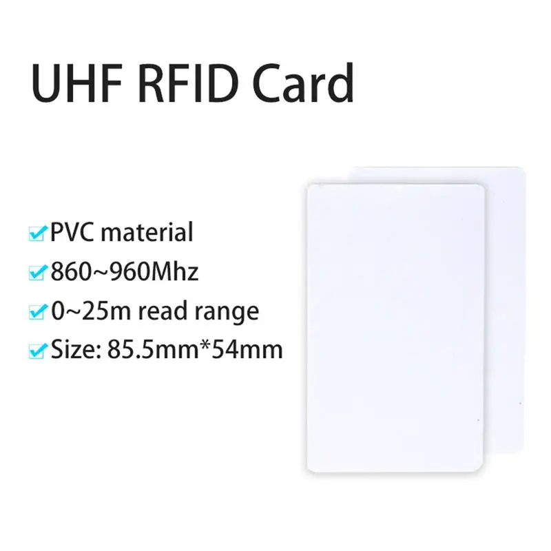 A25P 100 Piece UHF 860-960Mhz Long Read Range White Card Passive UHF RFID PVC Card Electronic Accessories For Access Management