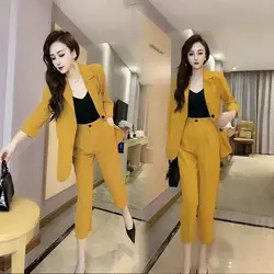 Single/Set 2024 Summer New Temperament OL Suit Coat High Waist Capris Fashion Two Piece Set