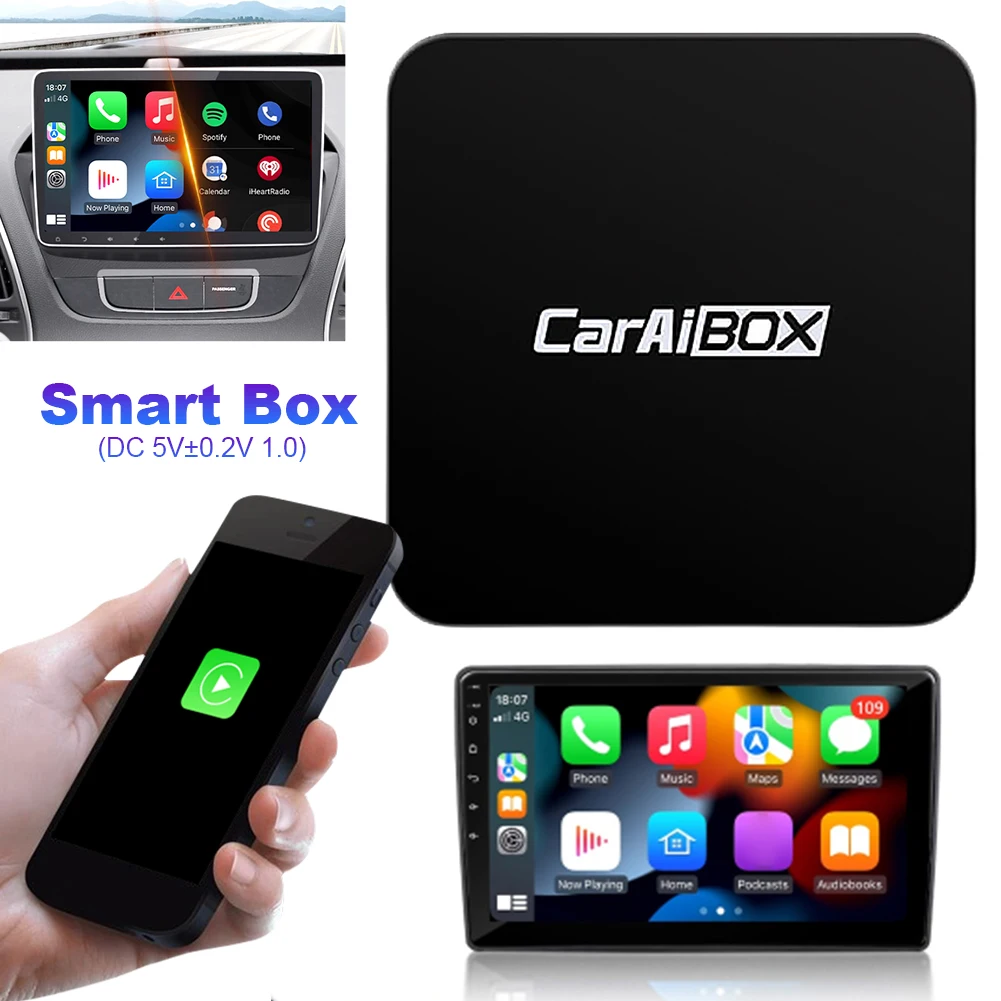 

Wireless CarPlay Android Auto CarPlay AI Box Wired To Wireless 2 in 1 Box Bluetooth-Compatible WiFi 4-Core CPU USB Plug and Play