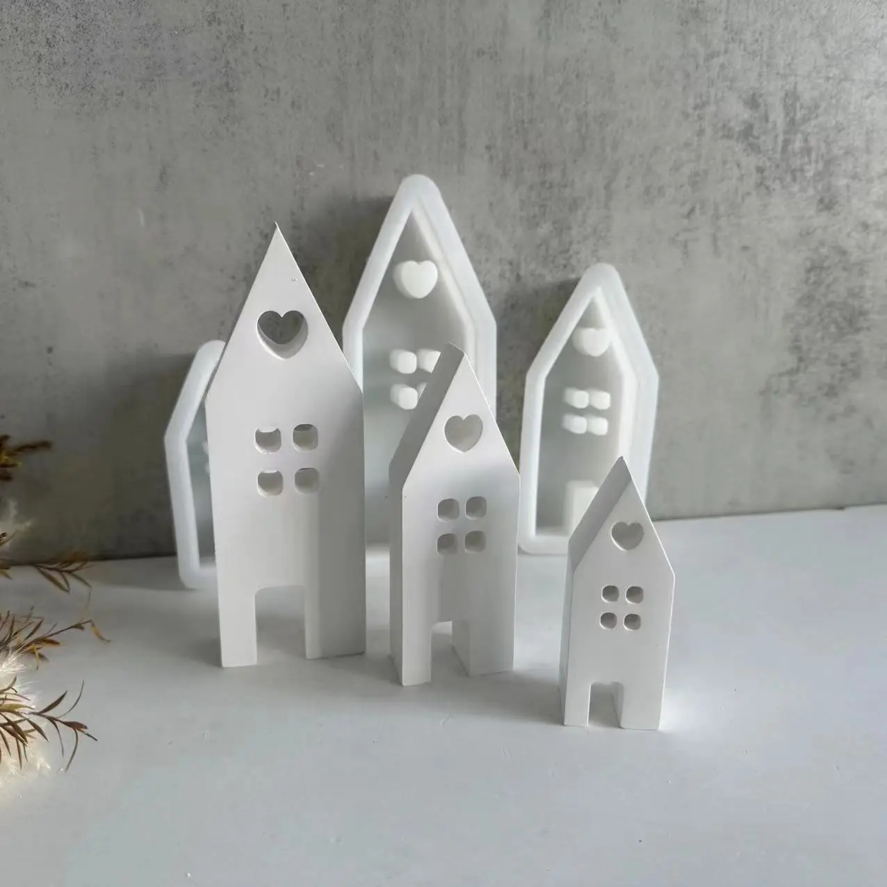 Easter Love Rabbit House Angel Candle Silicone Mold DIY Epoxy Resin Cement Gypsum Pouring Pendant Mold Home Decoration Ornaments