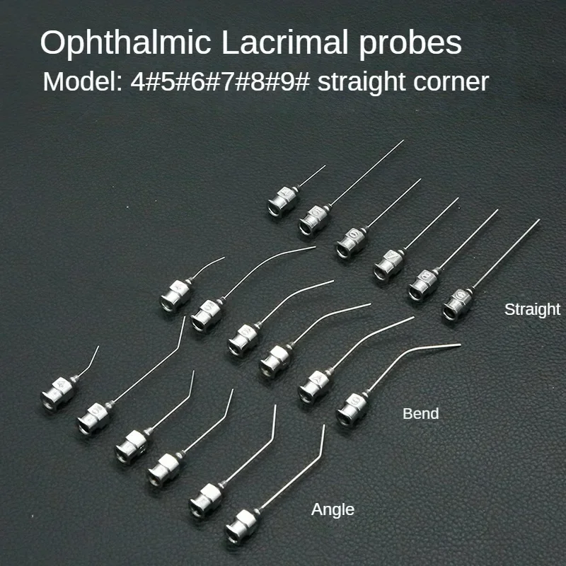 Ophthalmic Rinse Needle, Stainless Steel 4/4.5/5/6/7/8/9 Straight Bending Angle Flat Head Needle Oral Dental Cleaning Needle