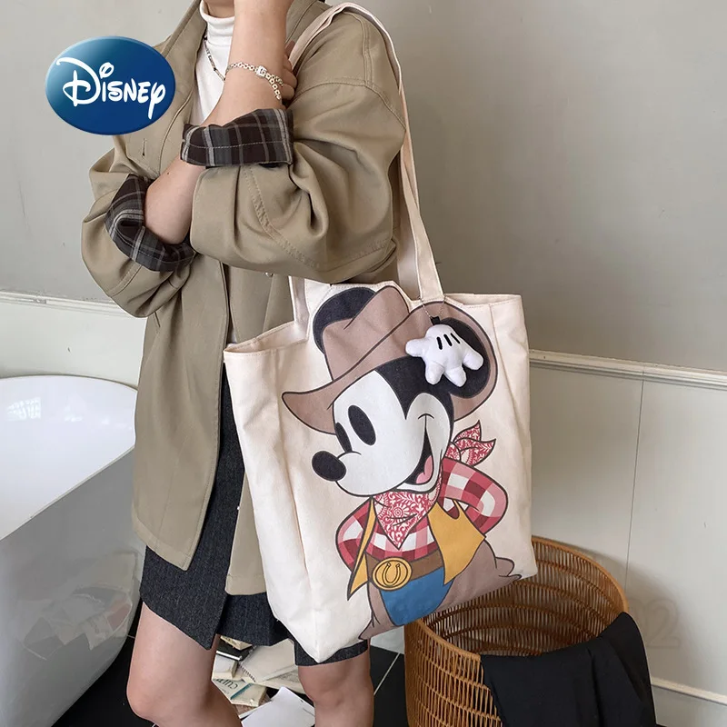 Disney Mickey New Women's Handbag Large Capacity Fashion Women's Shoulder Bag Canvas Casual Fashion Storage Cartoon Women's Bag