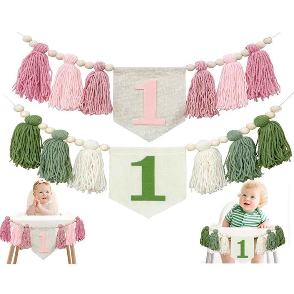 

1st Birthday Boho Tassel High Chair Banner Handmade Yarn Garland for Baby Shower Party Decoration Home Decor