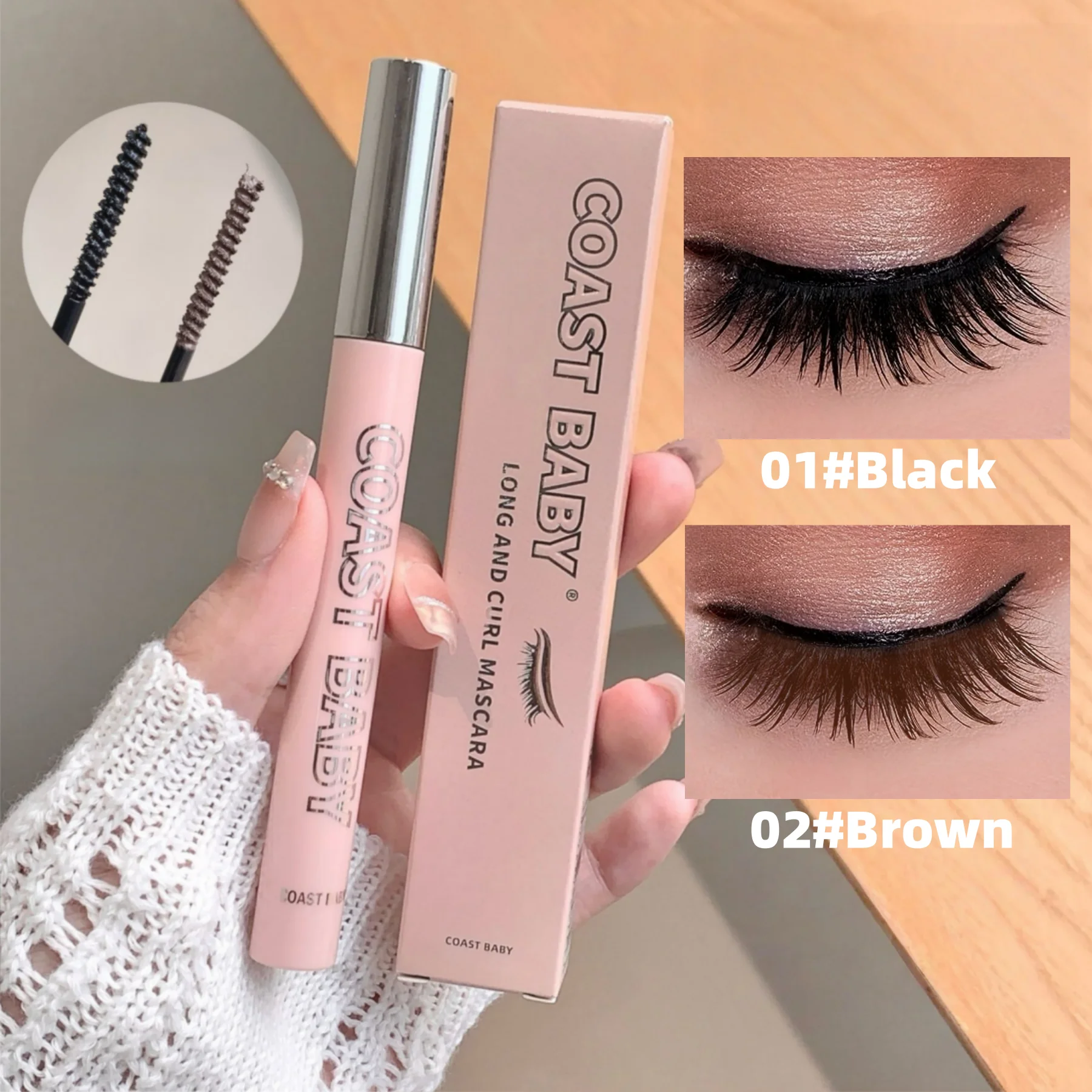 Mascara opaco in fibra di seta Pennello ultrafine per trucco Allunga le ciglia Mascara arricciante marrone nero ad asciugatura rapida impermeabile Comestic