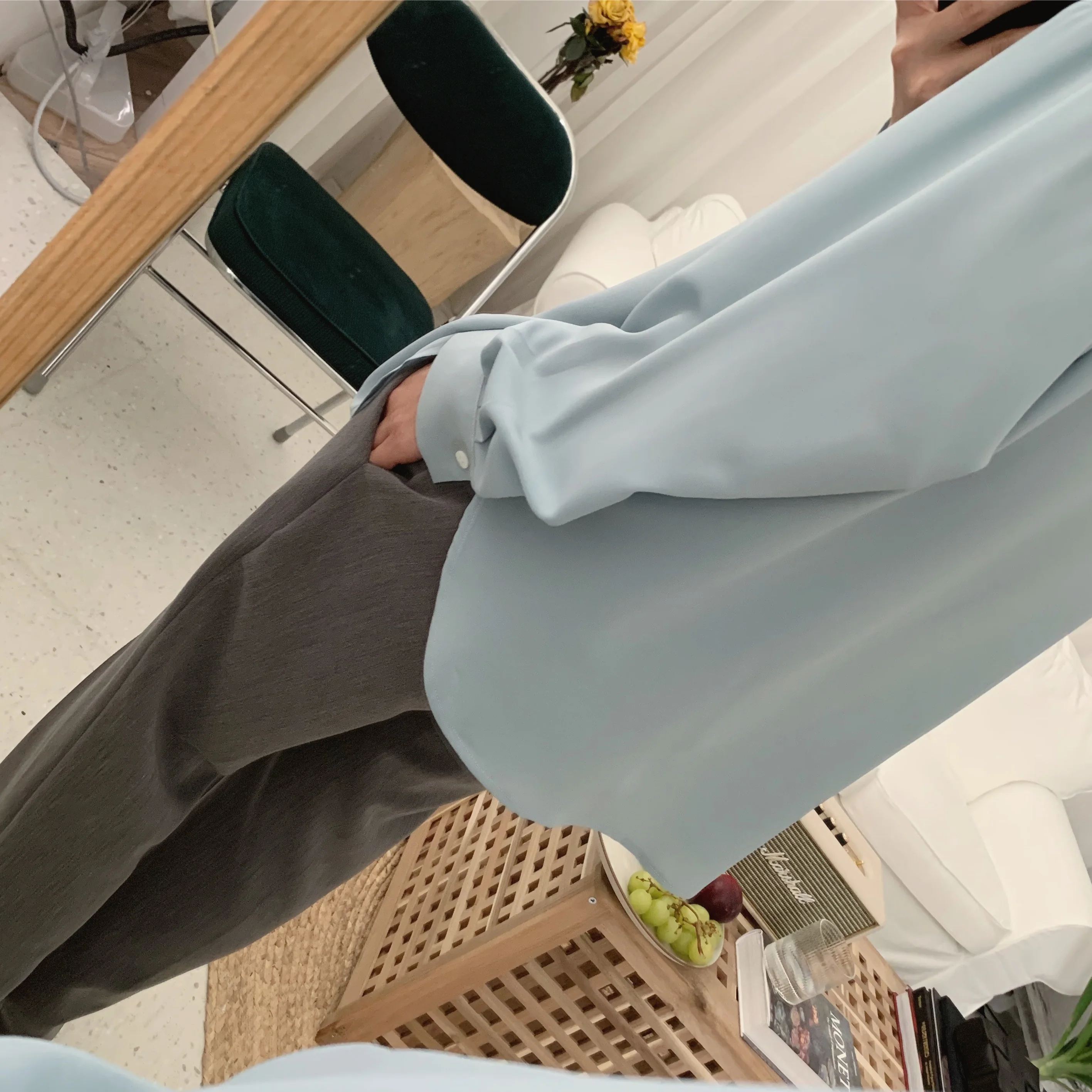 

Blue mat Long Sve Men's irt Draped Sle Trendy Spring Summer Classic Refreing Sun Protection Casual irt