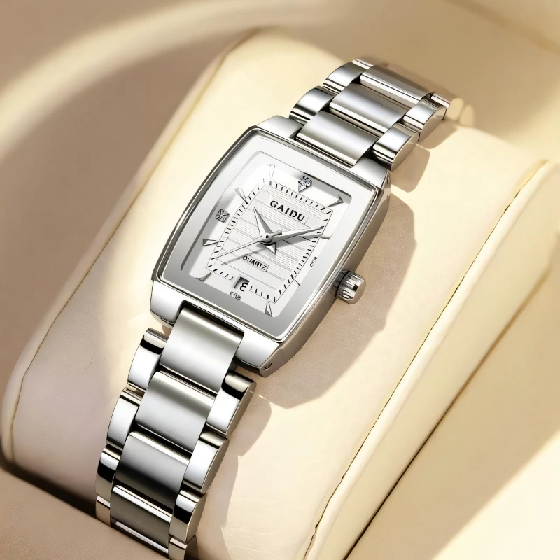 여성용 방수 시계 스퀘어 인 윈드 스몰 다이얼, 니치 라이트 럭셔리 레트로 와인 배럴, 인기 신제품