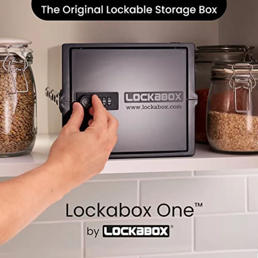 One™ Compact and Hygienic Lockable Storage Box for Food, Medicines, Tech and Home Safety One Size 12 x 8 x 6.6 Inch externally