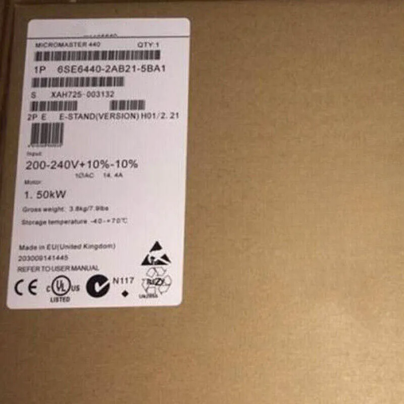 

New 6SE6440-2AB21-5BA1 MICROMASTER 440 with Class A Filter Installed 200-240V+10/-10% 1AC 47-63Hz 6SE6 440-2AB21-5BA1