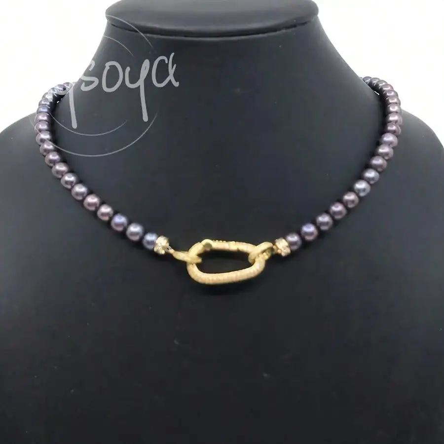 

MYSOYA Black Freshwater Pearl Necklace 6-7mm Black Pearls Gift Box Gift for Her/Him Wedding Christmas Birthday Anniversary Gift