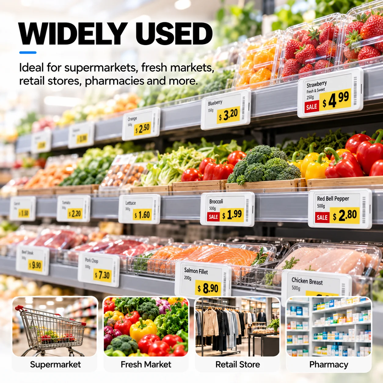 Electronic Shelf Label ESL 2.1 2.9 Inch E-Ink Digital Price Tag Bluetooth Compatible Smart Retail Supermarket Electronic Price