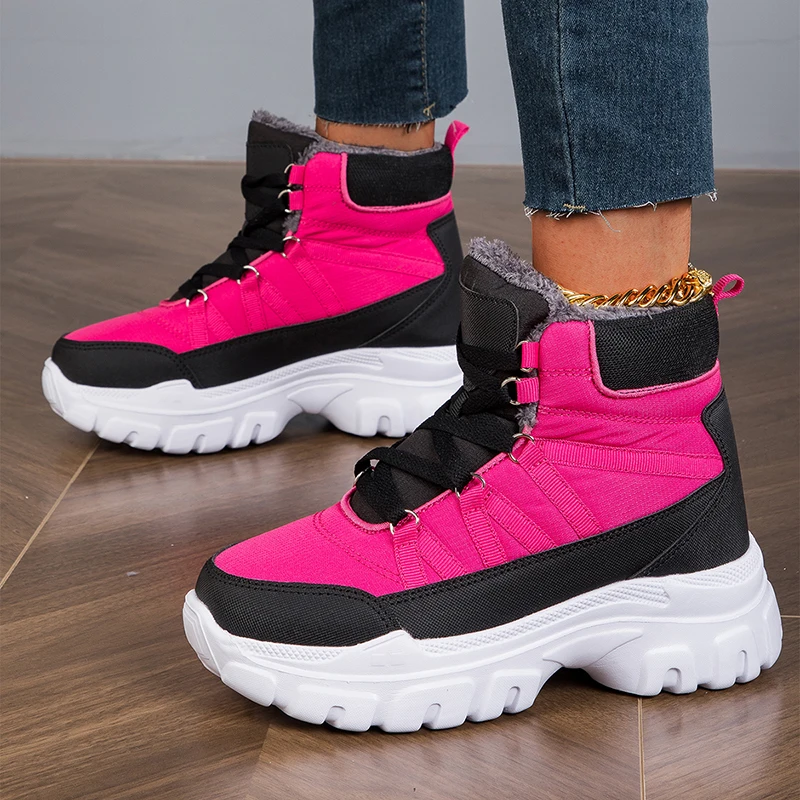 

2024 New Women's Casual Winter Boots Luxury Brand sneakers Shoes Thick Sole Ankle Boots Warm Plush Cotton Shoes