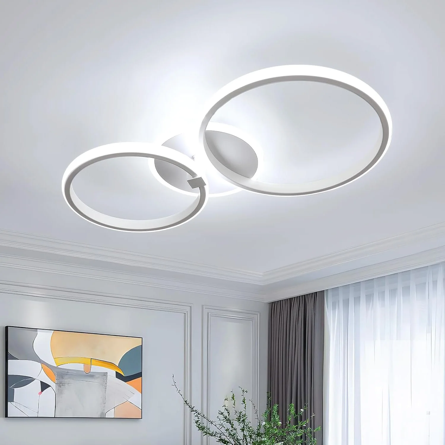 Plafoniera da 42 W Quadrati a LED Paralume moderno e conciso nordico nero per soggiorno, ufficio, cucina