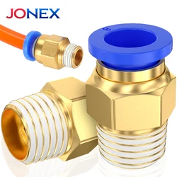 5PCS Pneumatic Fitting Connectors PC 4/6/8/10/12mm Thread 1/8 1/4 3/8 1/2 Air Hose Fittings Pipe Quick Connector Accessories